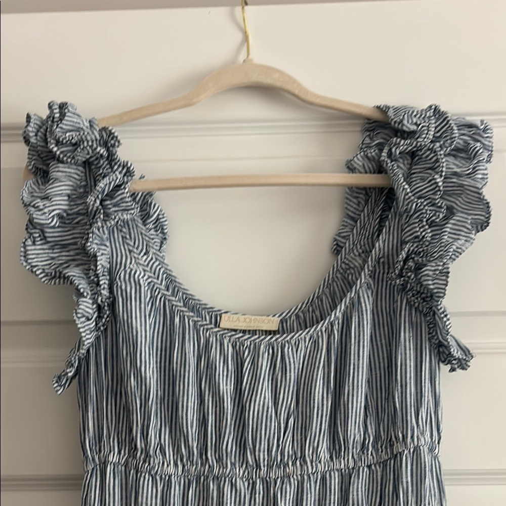 Blue Ruffled Sleeveless Dress - Picture 3 of 5